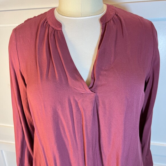 New York & Company soho Blouse Women's XXL Mauve Pink Long Sleeve Deep V-neck - Picture 8 of 13
